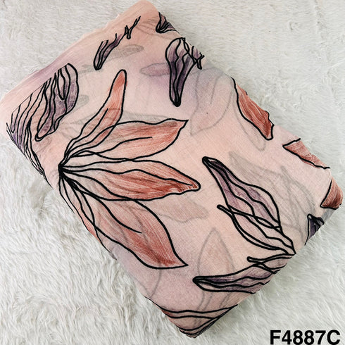Thread Embroidered Mul Chanderi  Fabric-F4887